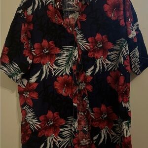 Floral dark pink and navy blue Men's Shirt